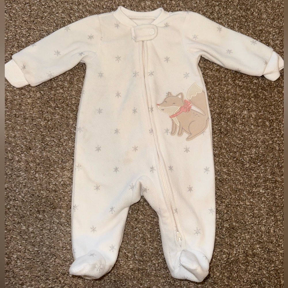 Carter's White Fox Print Footie